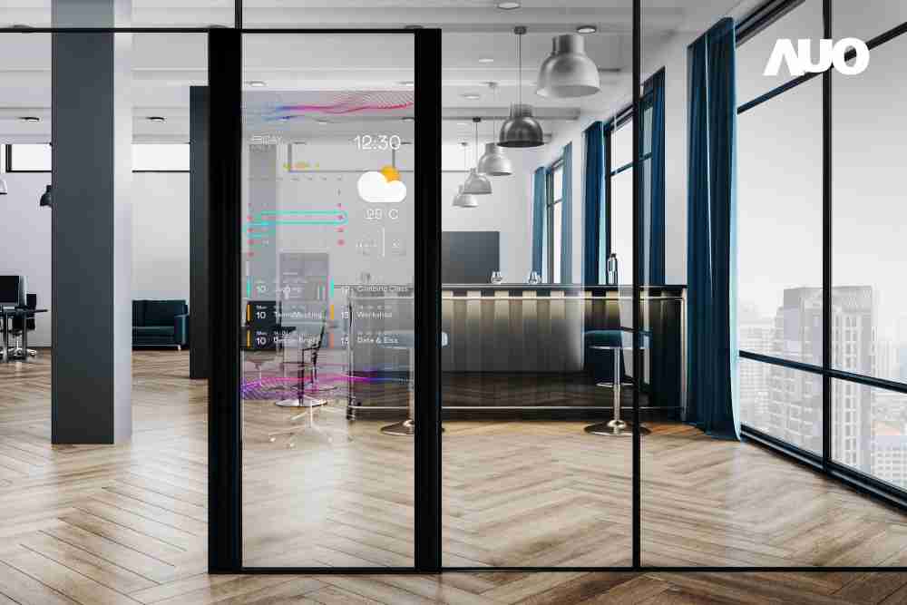 60吋Micro LED透明窗屏显示器，，，可依需求调整并延伸应用于不同场域，，，，包括汽车侧窗或家庭玄关、、、、智慧橱窗、、、、商业展示等面向，，，提供丰富的信息娱乐内容